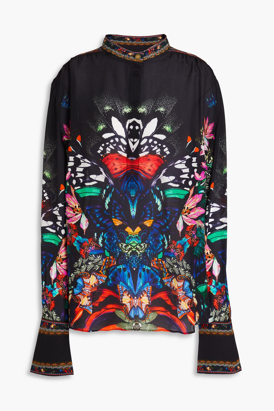 Camilla - Printed silk crepe de chine shirt - Black - XXS