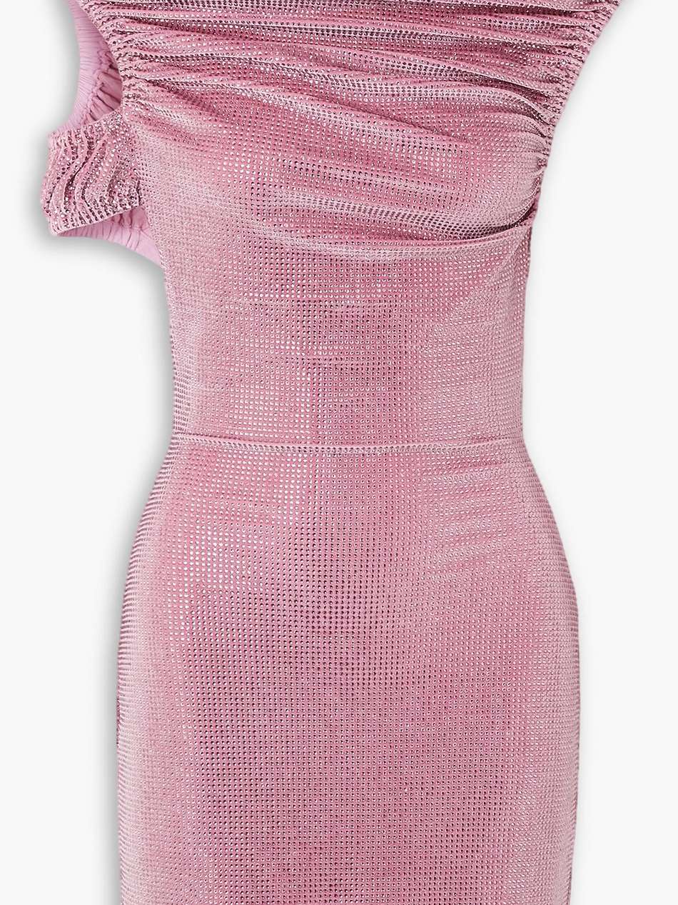 bubblegum cutout crystal-embellished velvet mini dress