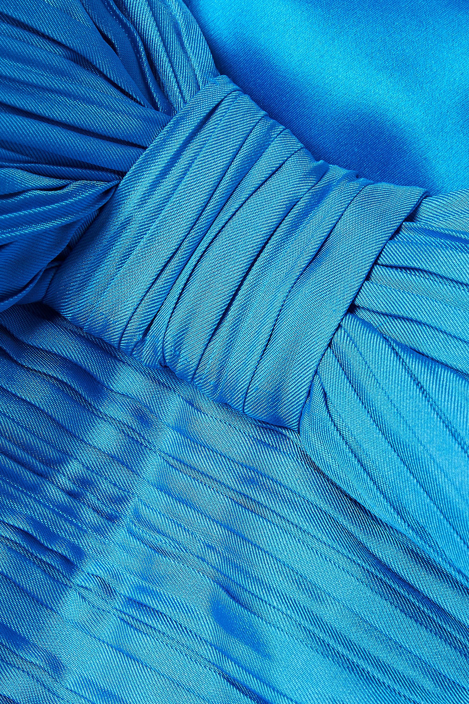 Semsem Off-the-shoulder Plissé Silk-charmeuse Bustier Top In Azure