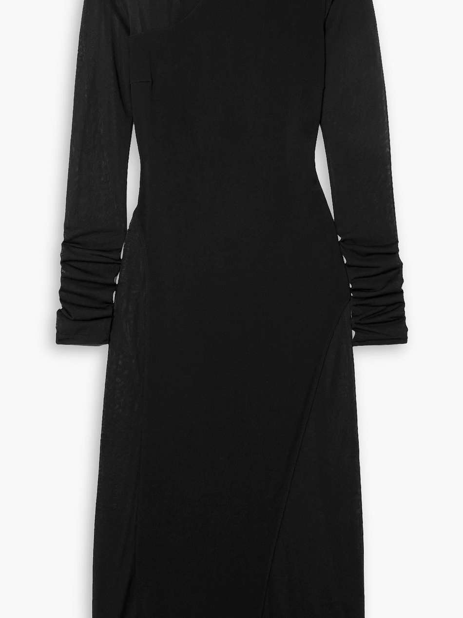 mesh-paneled jersey-crepe dress
