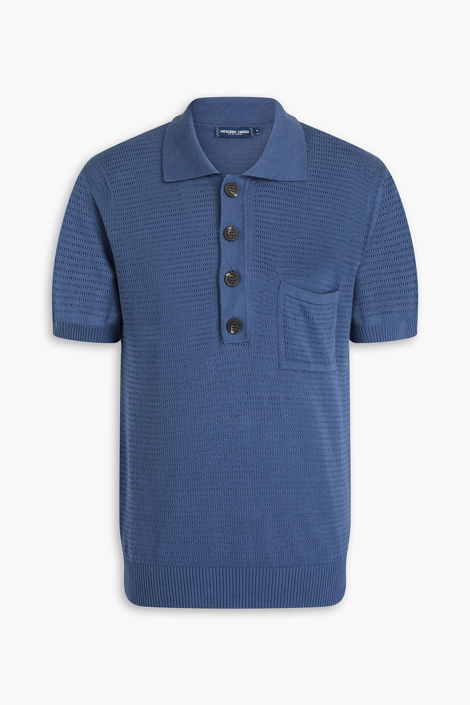 Clemente pointelle-knit cotton polo shirt