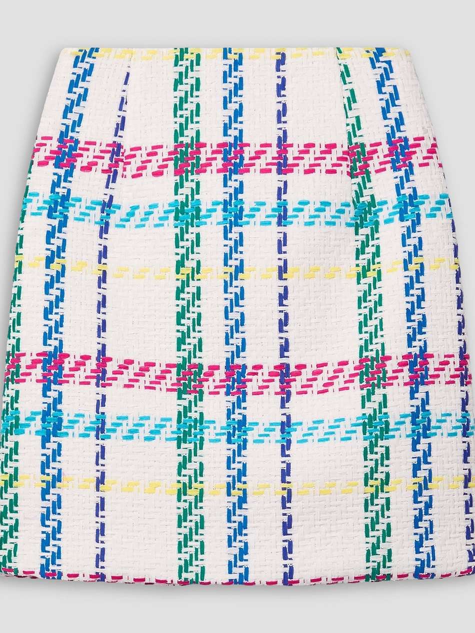 checked cotton-blend mini skirt