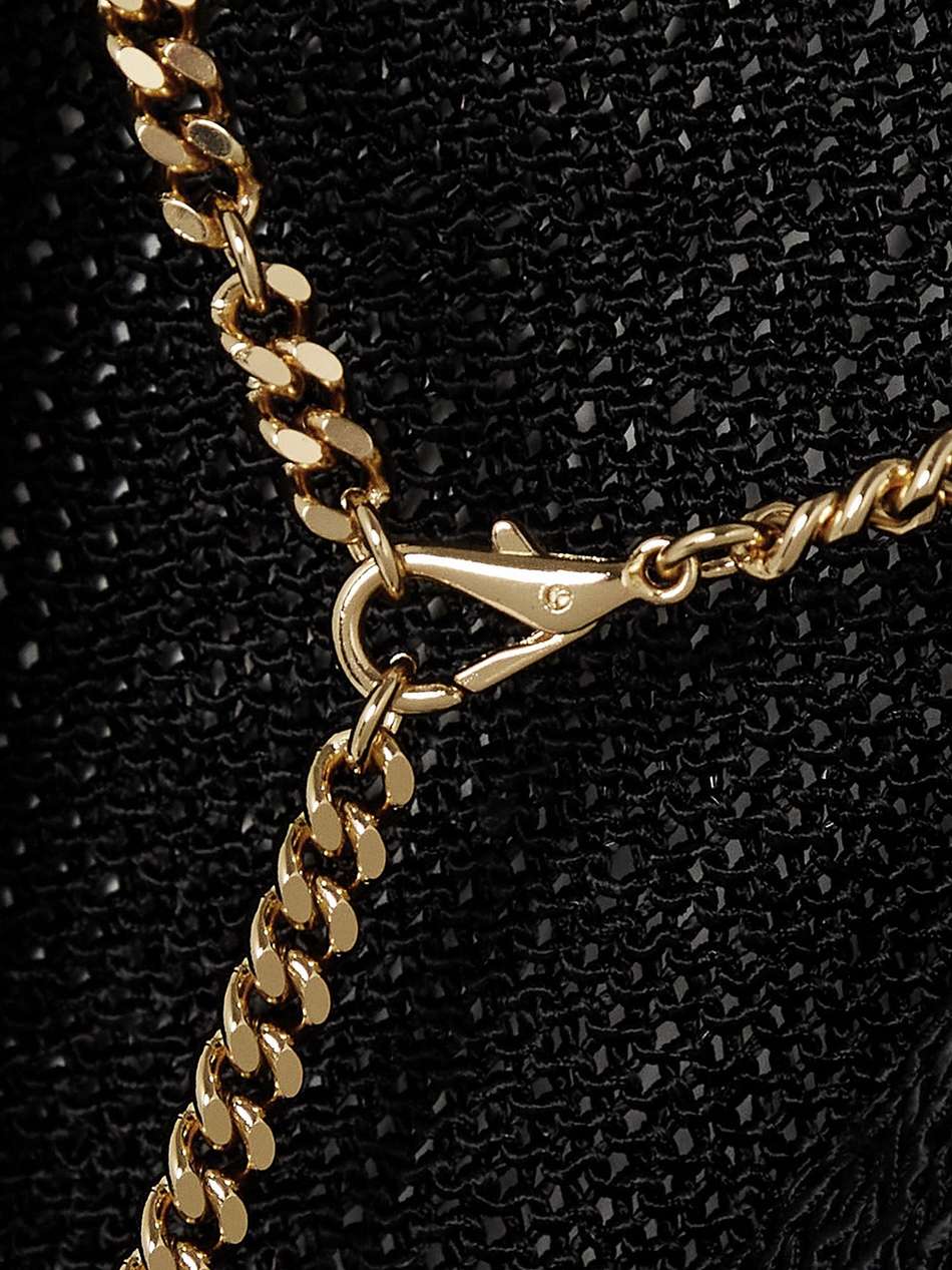 open-back chain-embellished open-knit midi dress
