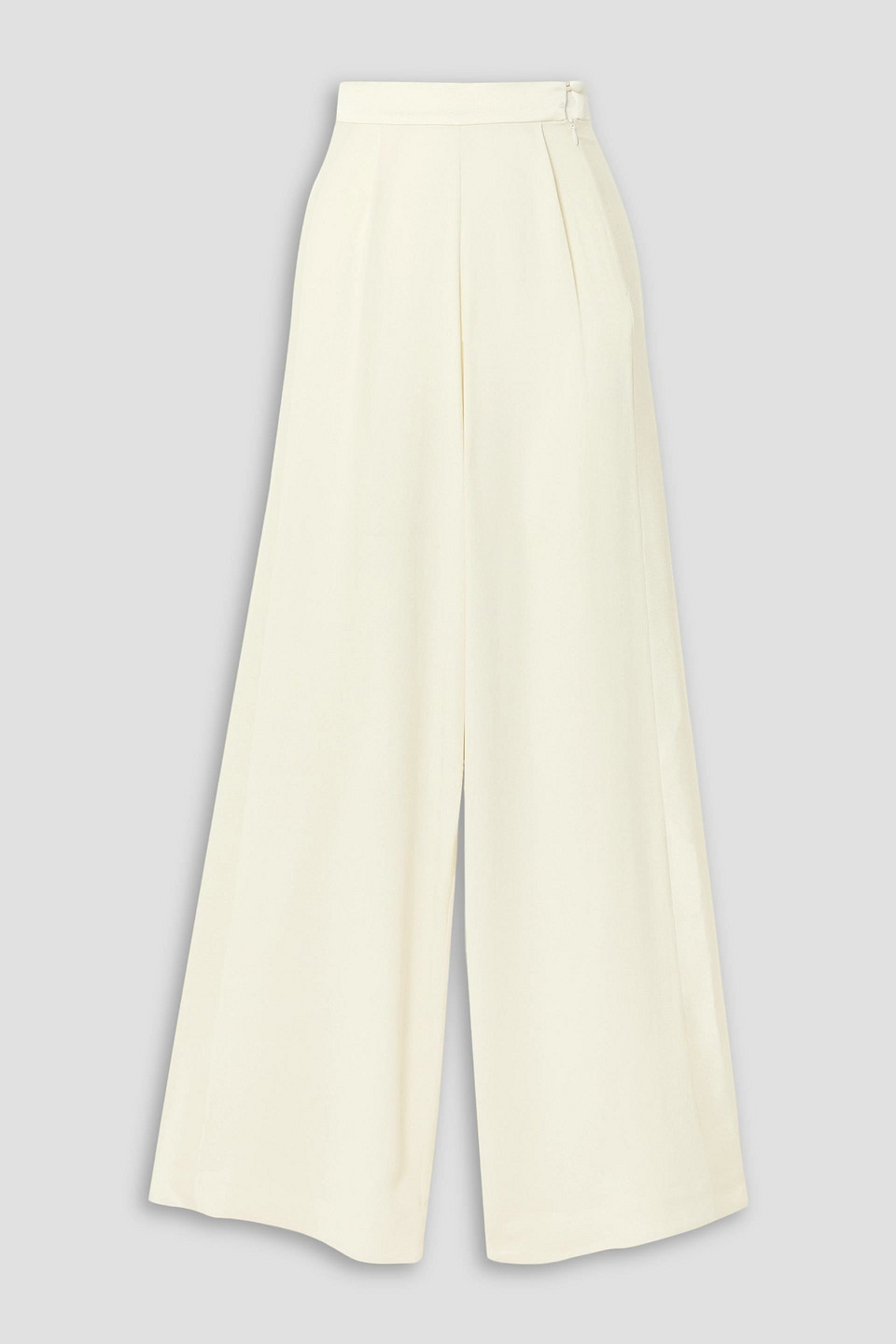 Taller Marmo Palm Beach Satin-trimmed Crepe Wide-leg Pants In Ivory
