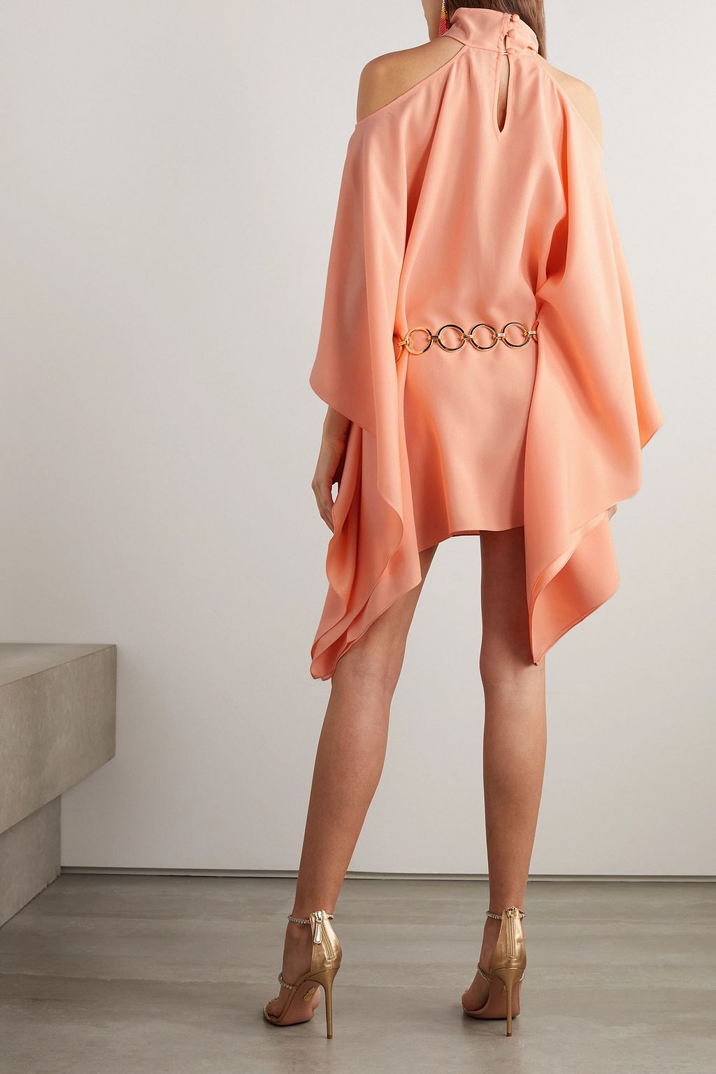 TALLER MARMO Piccolo Mambo belted cold-shoulder crepe mini dress