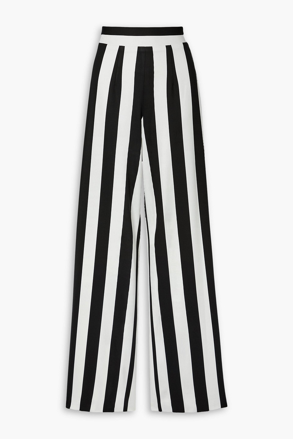 Sergio Hudson Striped Stretch-crepe Wide-leg Trousers In Schwarz