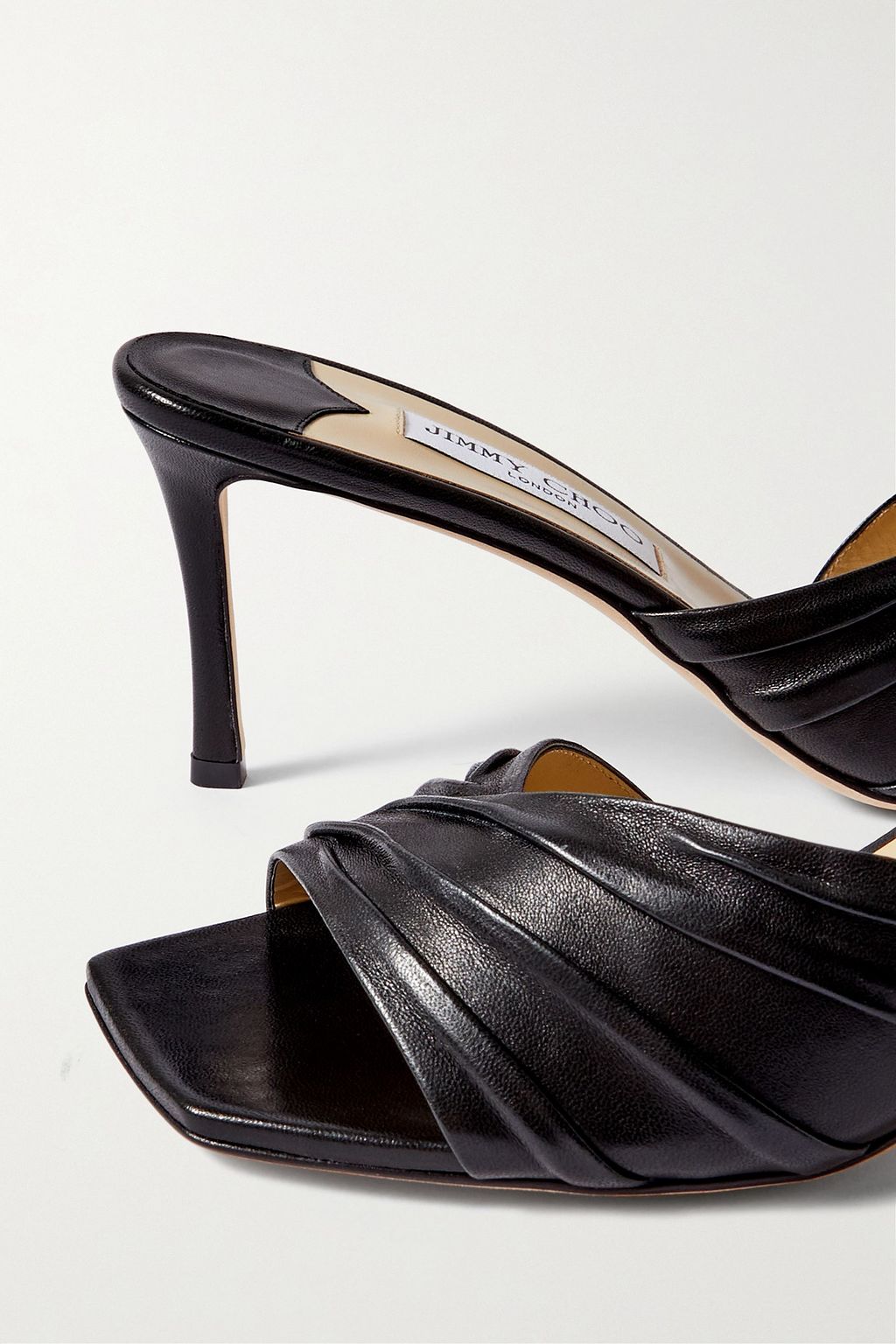 JIMMY CHOO Basil 75 ruched leather mules