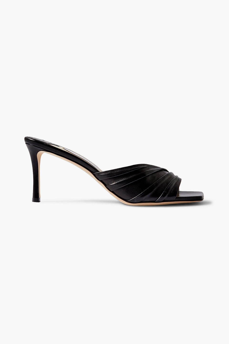 Jimmy Choo Basil 75 Ruched Leather Mules In Black