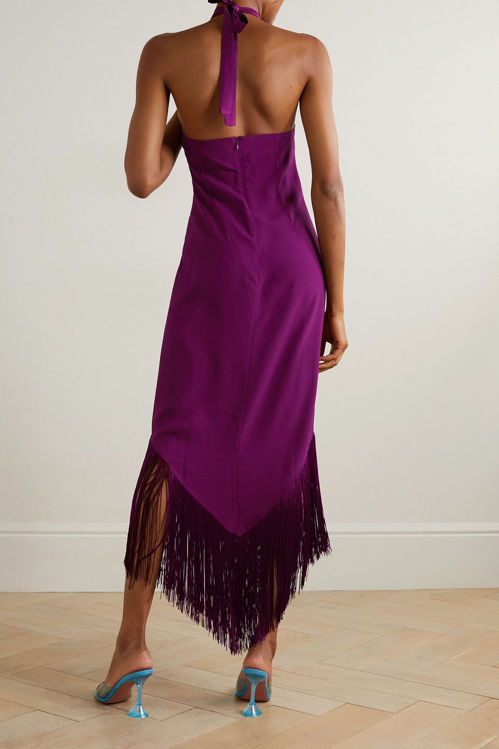 TALLER MARMO Nina fringed crepe halterneck midi dress
