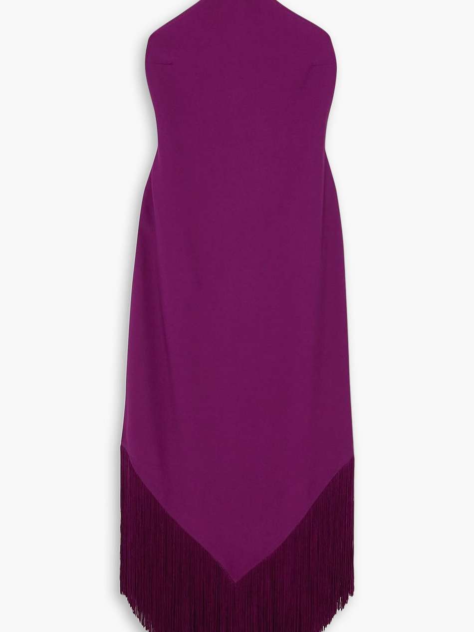 nina fringed crepe halterneck midi dress