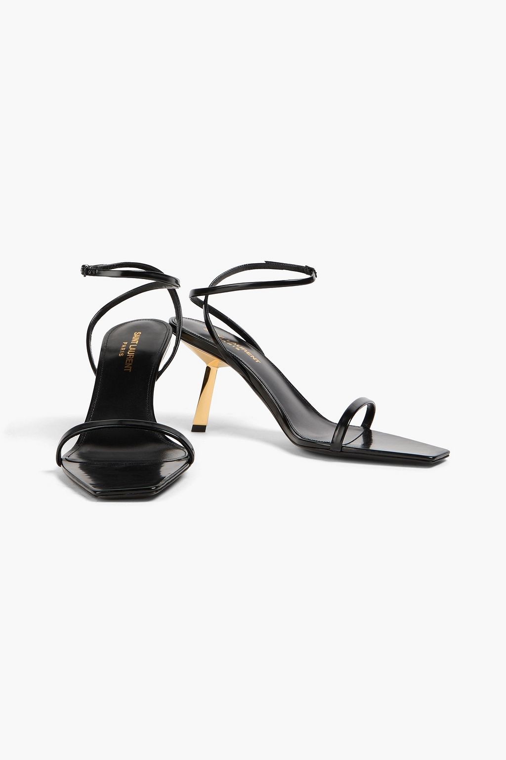 SAINT LAURENT Lidya glossed-leather sandals | THE OUTNET