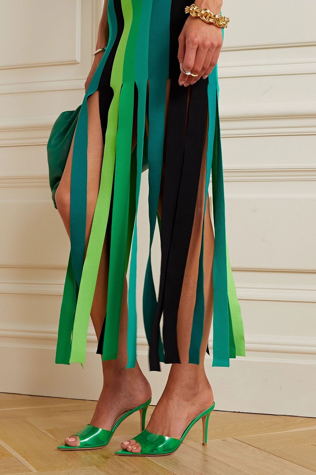 GIANVITO ROSSI Elle 85 patent-leather and PVC mules