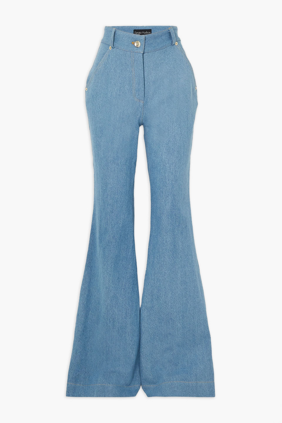 Sergio Hudson Wide Flare Pants Medium Wash 2 In Mittelblauer Denim