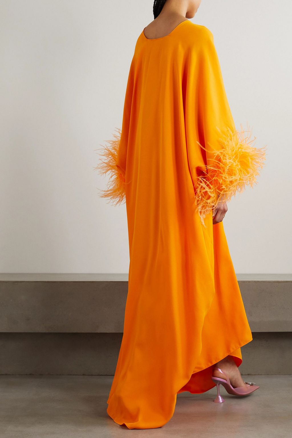 TALLER MARMO Gala feather-trimmed crepe gown