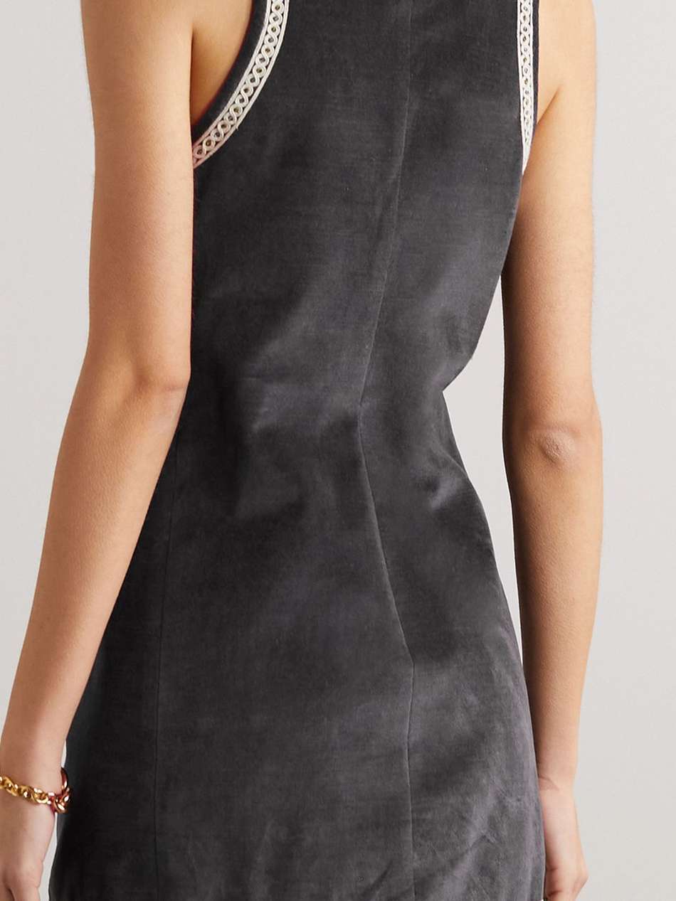 belila embroidered cotton-velvet mini dress