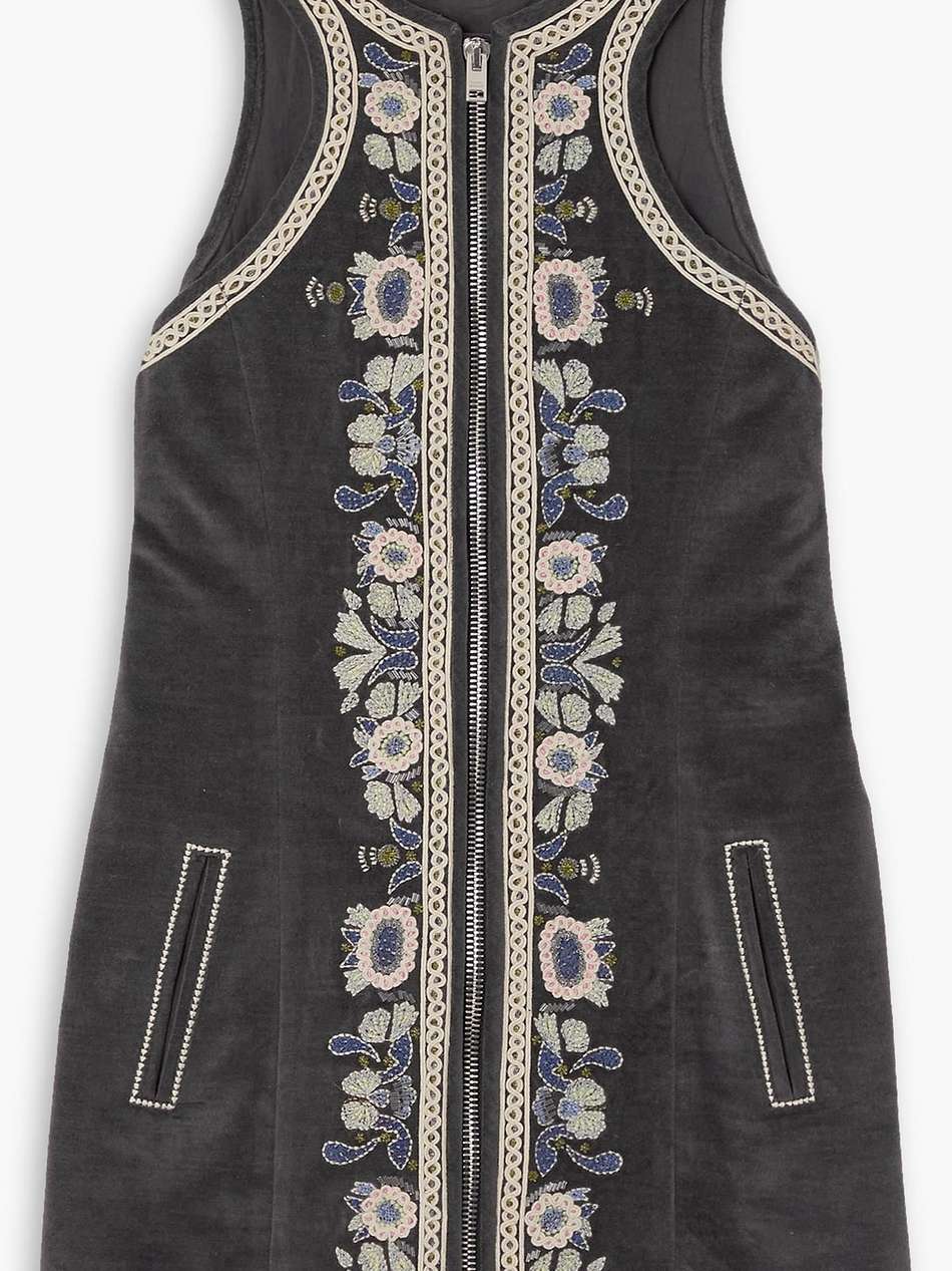 belila embroidered cotton-velvet mini dress