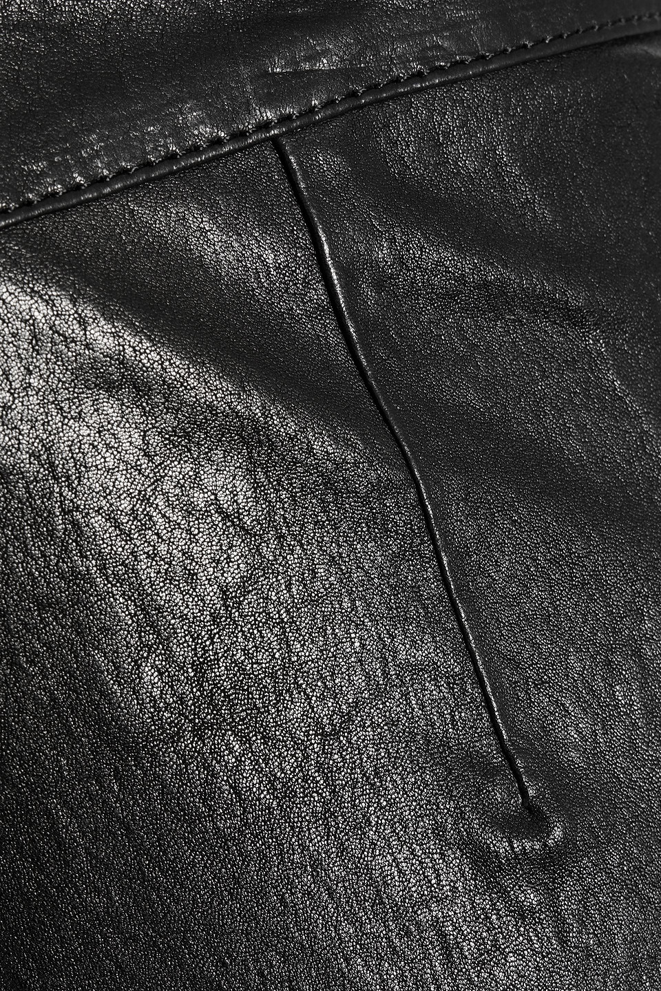 Frame Cropped Leather Wide-leg Pants In Black