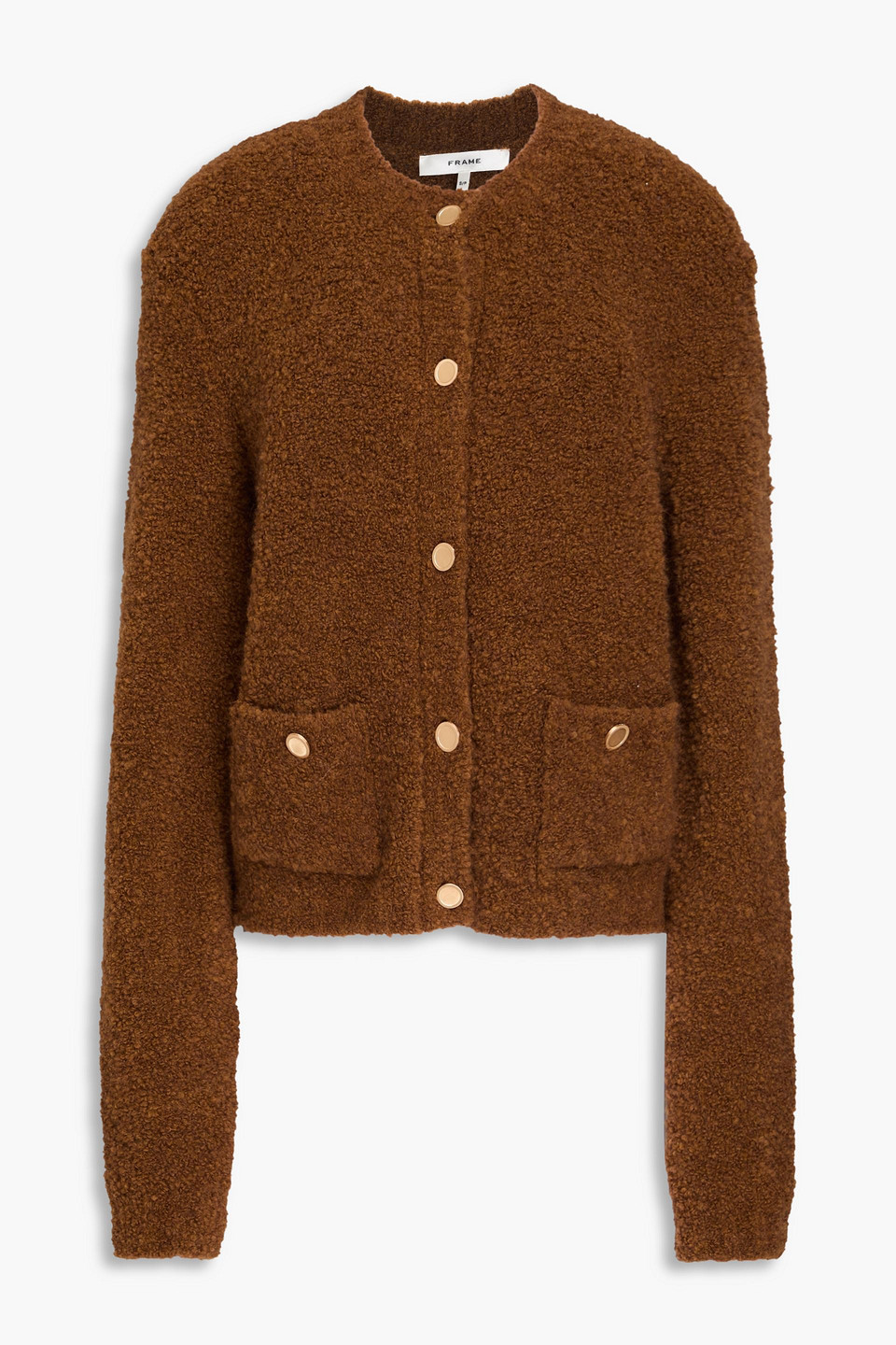 Frame Brushed-knit Cardigan In Braun