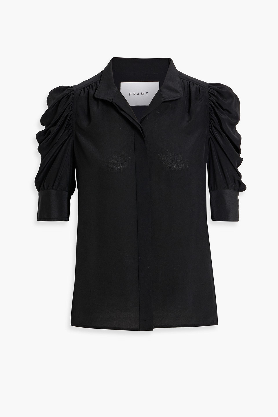 frame - the gillian silk crepe de chine top - black - xs