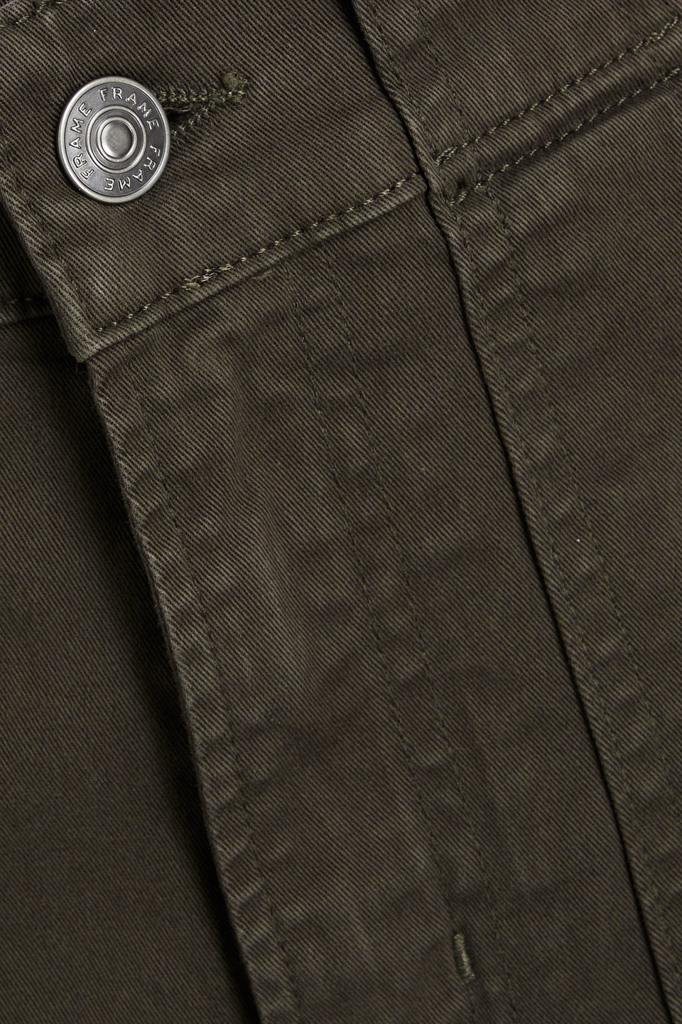 Frame Stretch-cotton Twill Wide-leg Pants In Dark Green