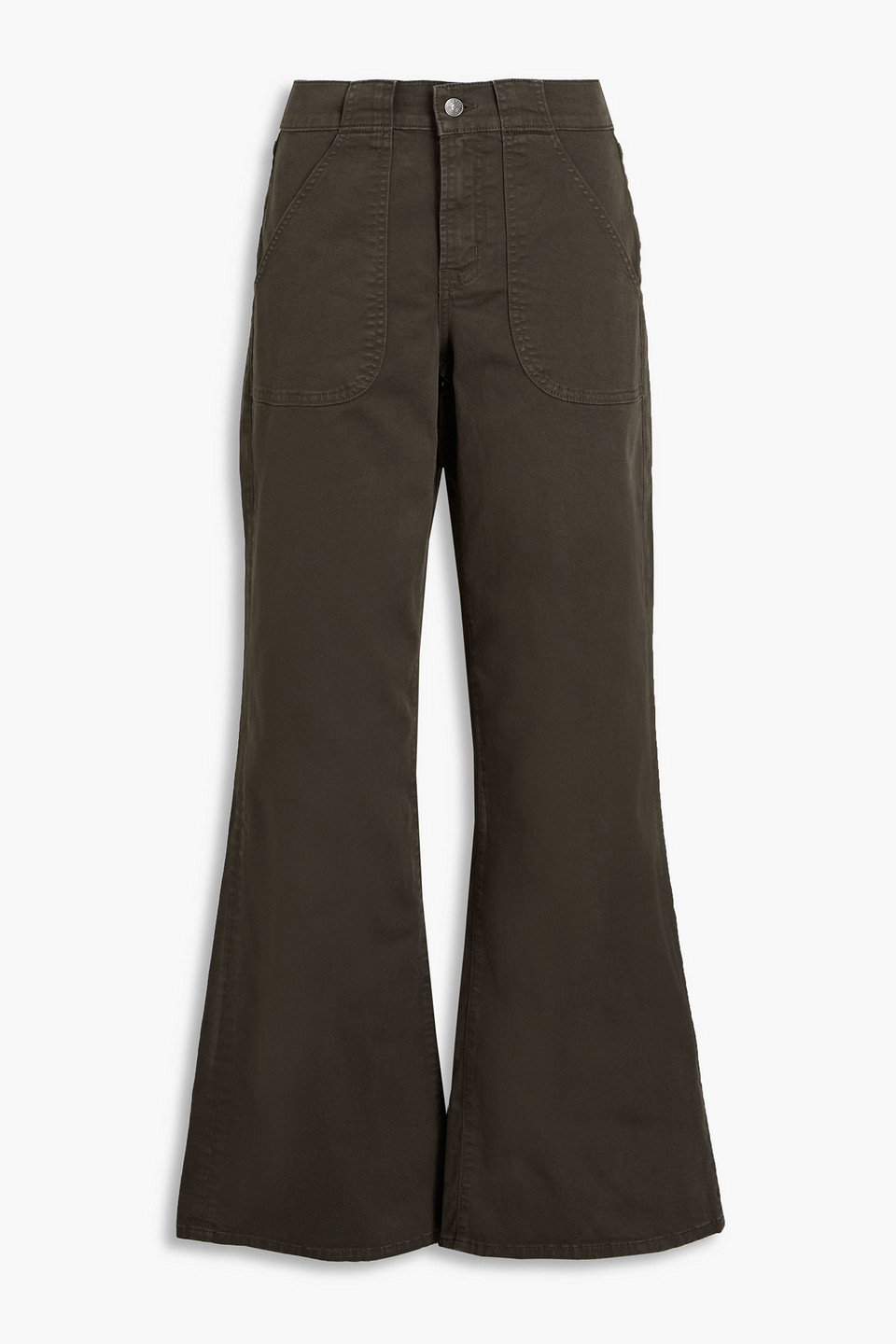 Frame Stretch-cotton Twill Wide-leg Pants In Green
