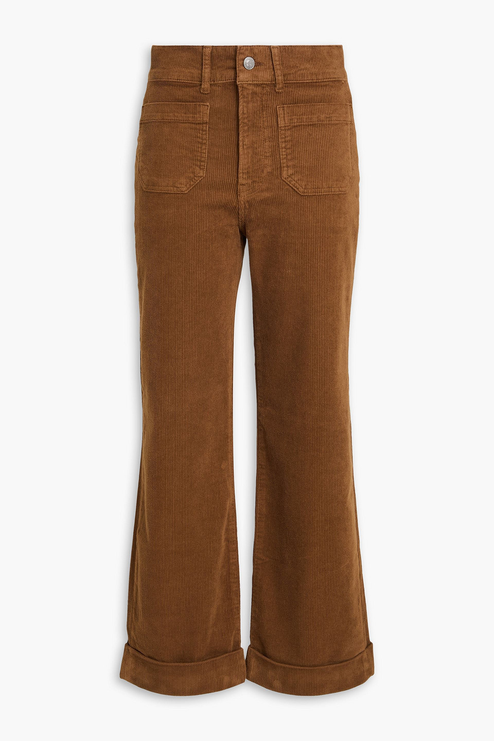 Frame Stretch-cotton Corduroy Wide-leg Pants In Brown