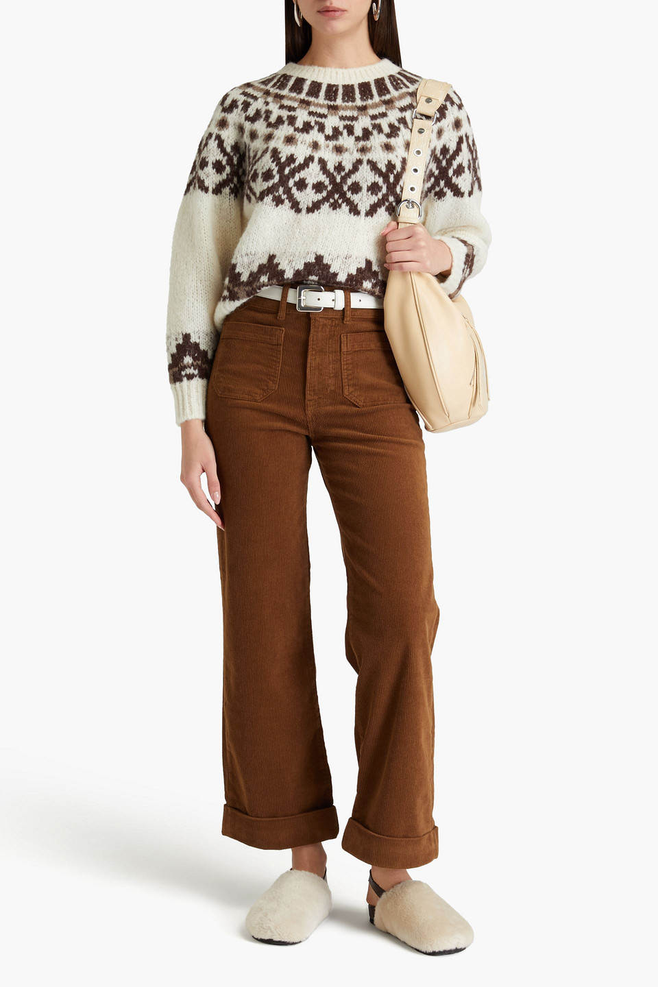 Frame Stretch-cotton Corduroy Wide-leg Pants In Brown