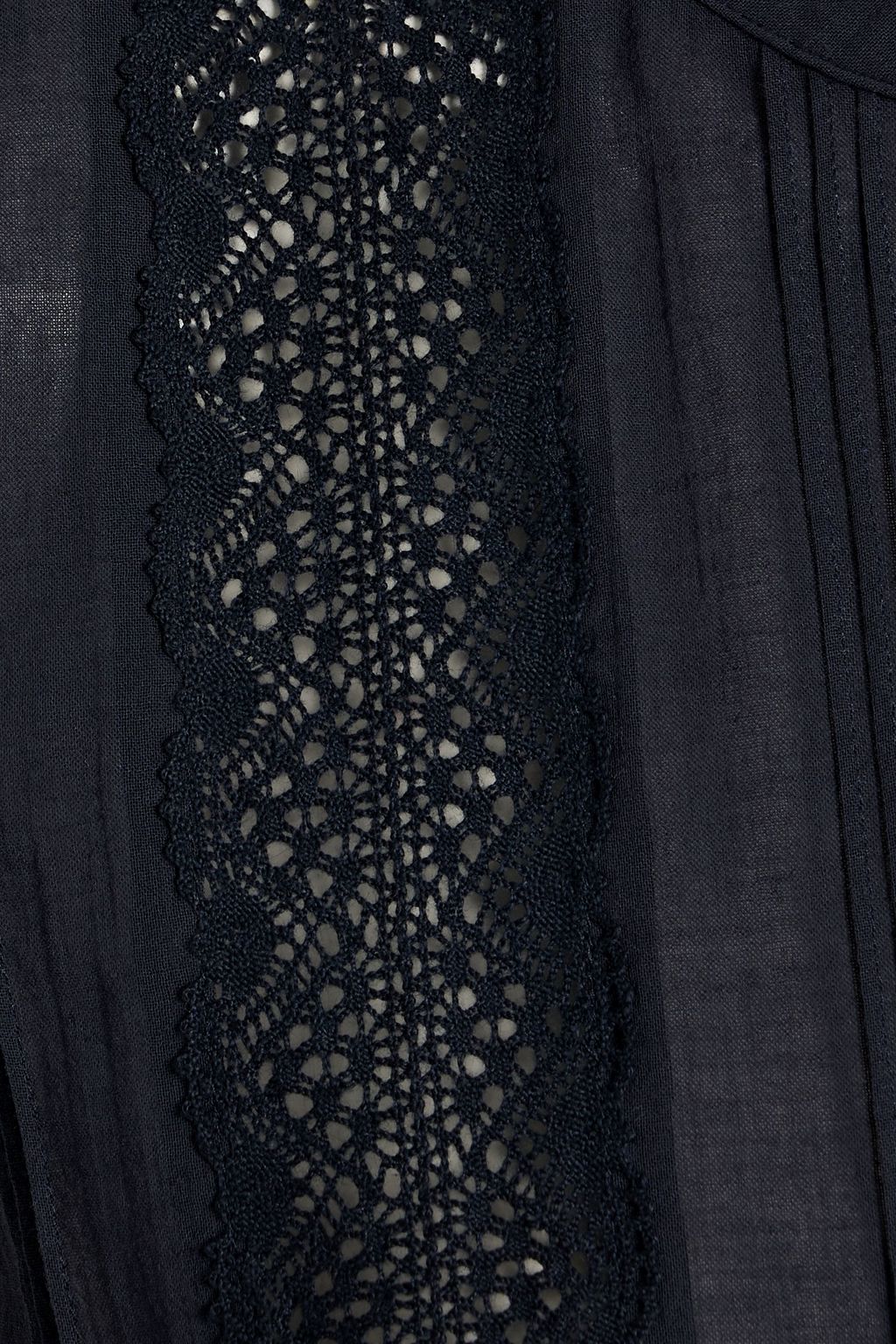 FRAME Crocheted lace-trimmed cotton-voile top
