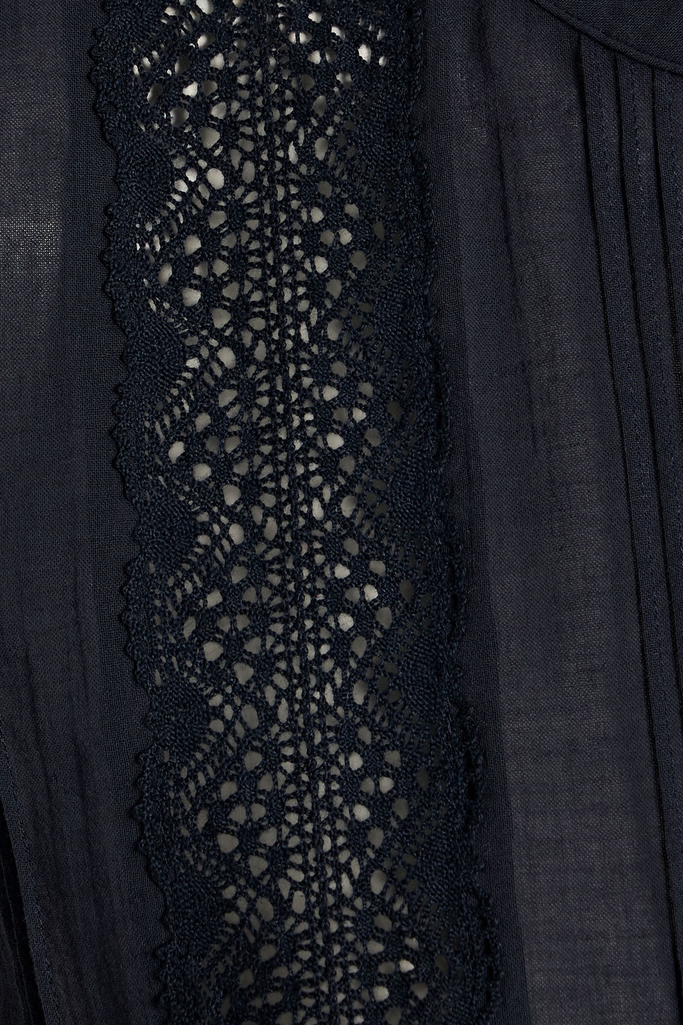 Frame Crocheted Lace-trimmed Cotton-voile Top In Blue