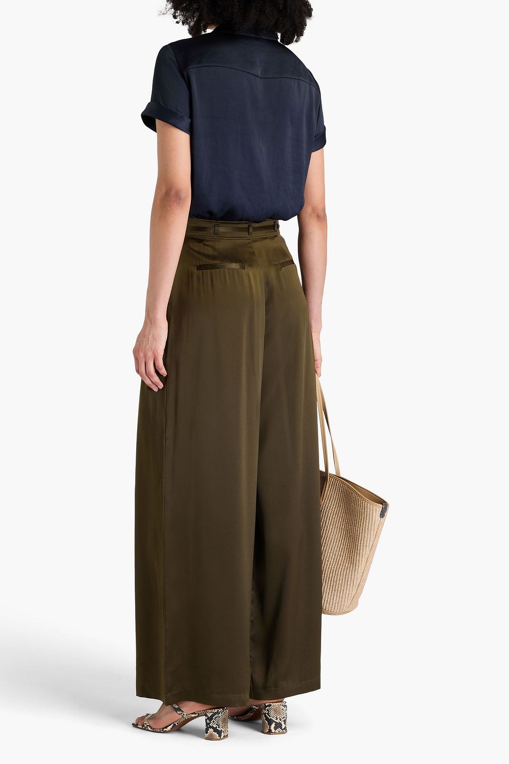 FRAME Silk-satin wide-leg pants