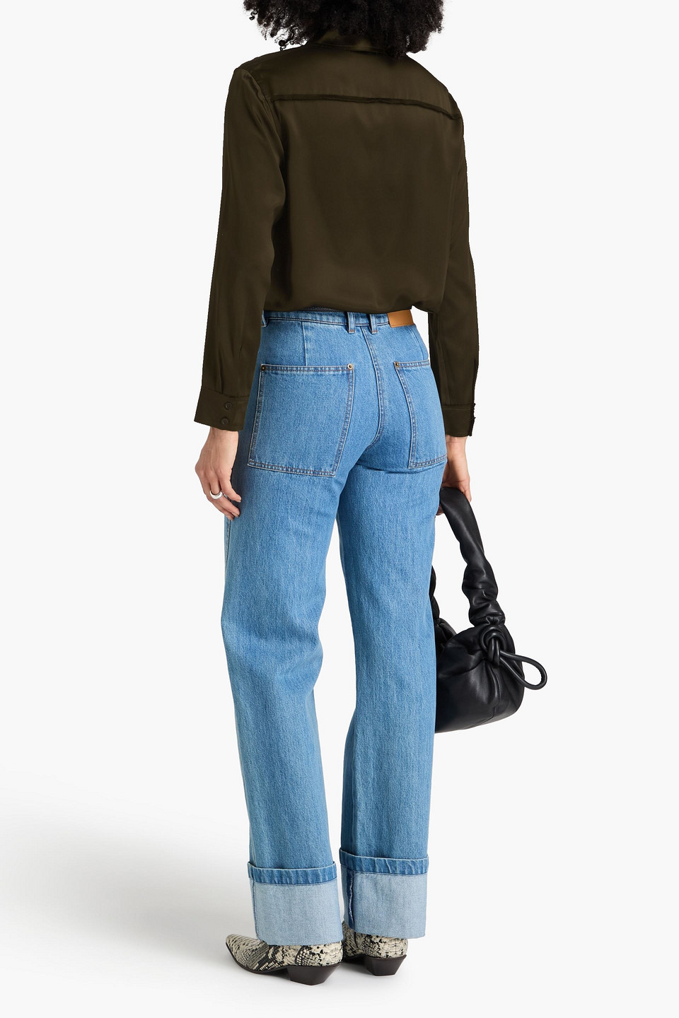 Frame Silk-satin Shirt In Army Green