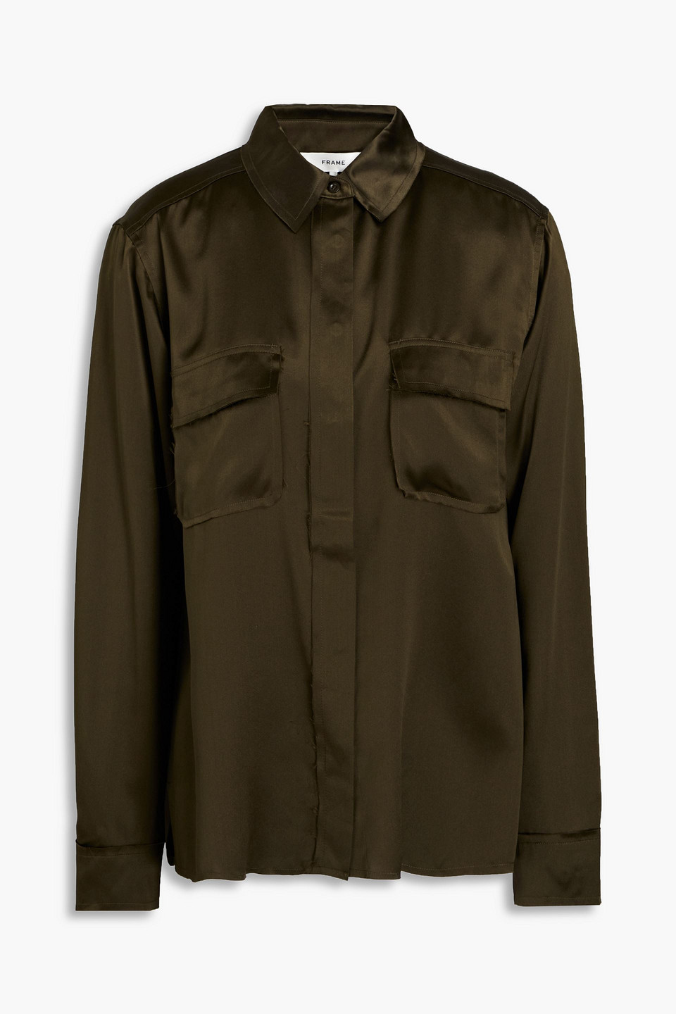 Frame Silk-satin Shirt In Army Green