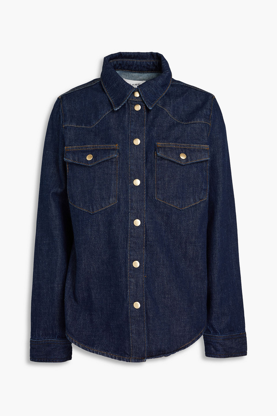 Frame Fitted Heritage Denim Shirt In Dark Denim