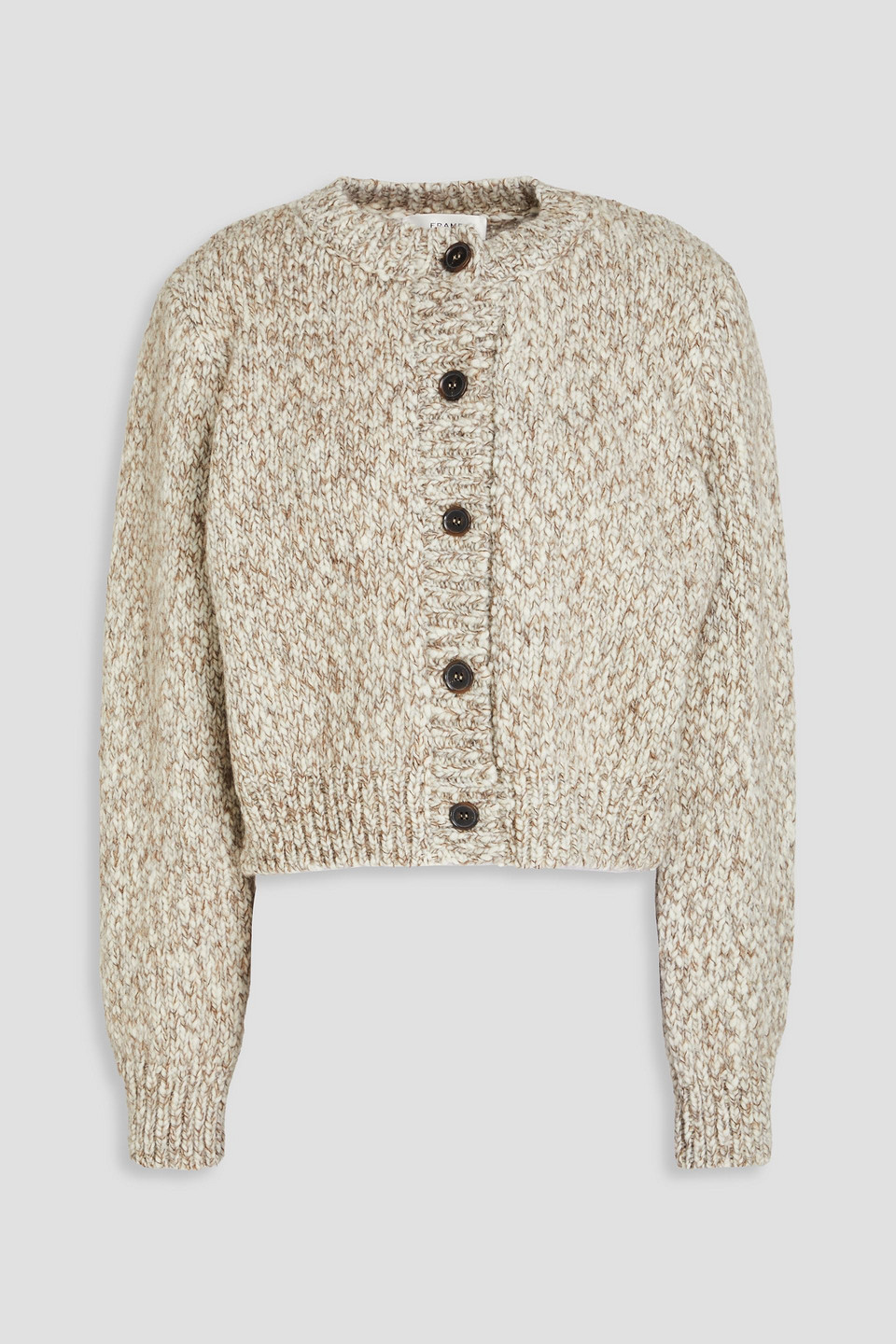 Frame Wool-blend Cardigan In Cream