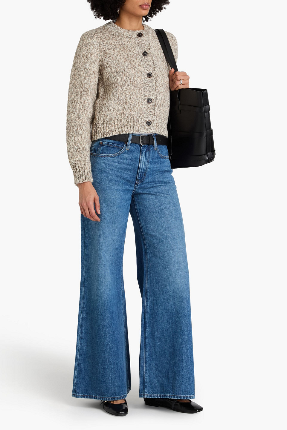 Frame Wool-blend Cardigan In Cream