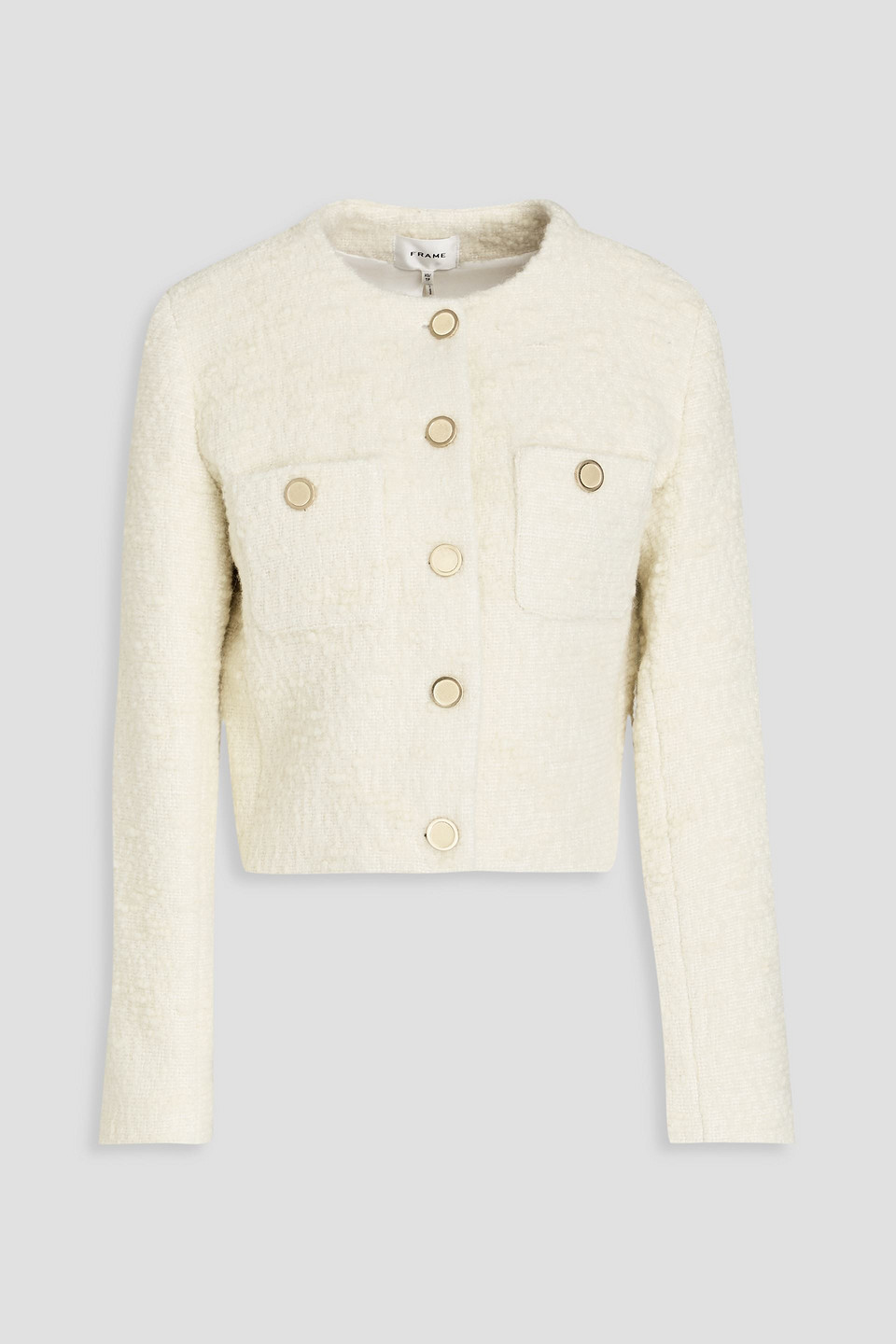 Frame Cotton-blend Bouclé-tweed Jacket In Ecru