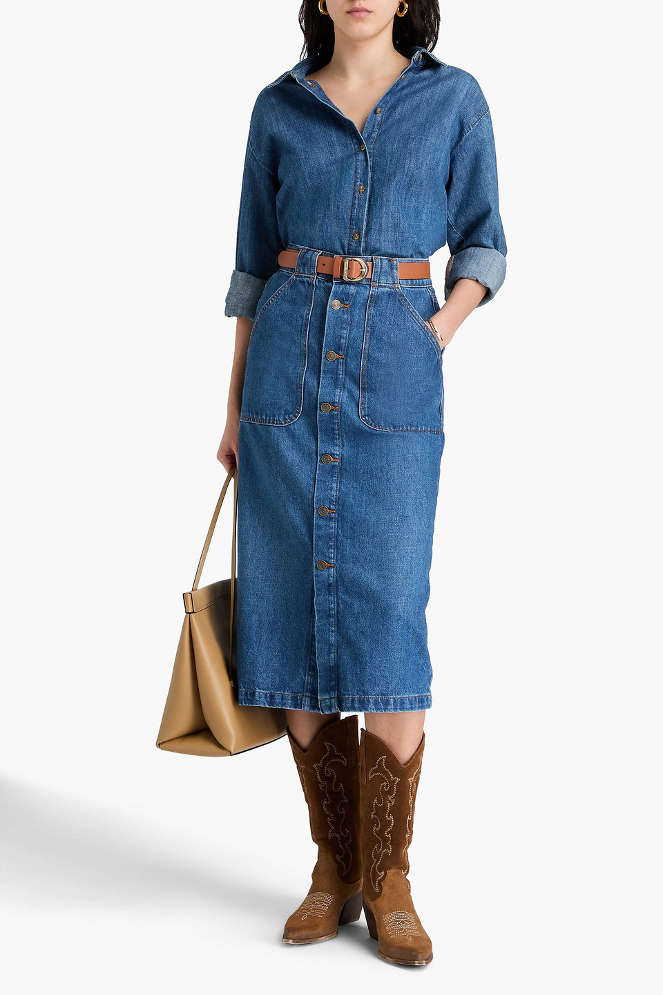 FRAME DENIM MIDI SKIRT