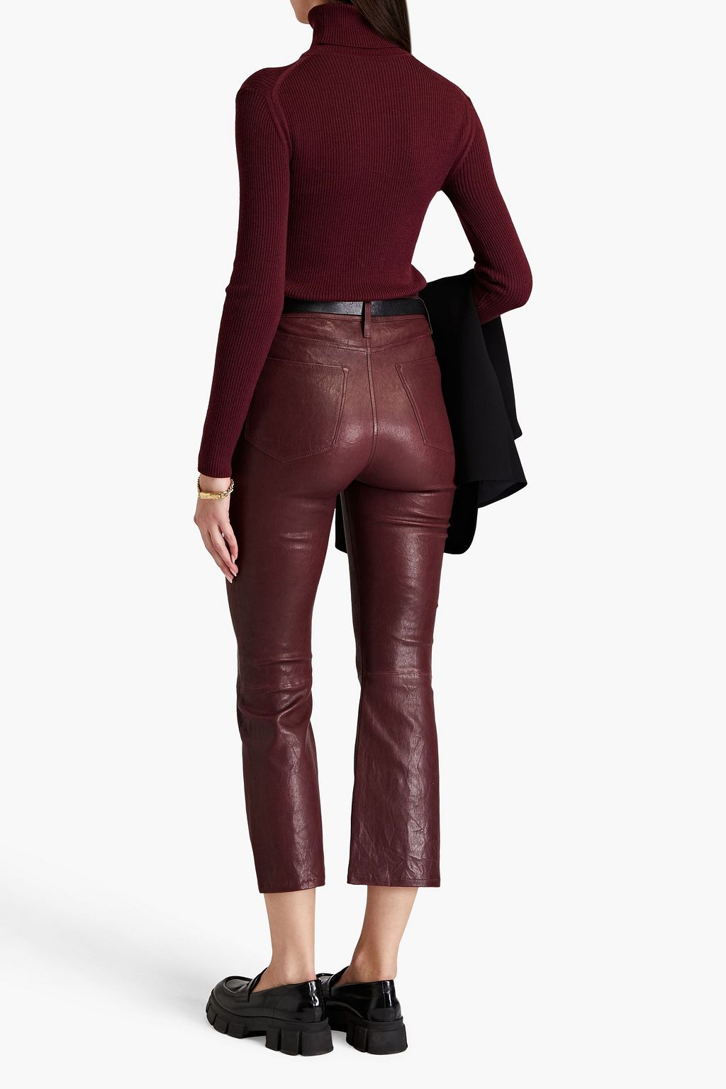 FRAME بنطلون Le Crop Mini Boot بقصّة بوت كت من الجلد