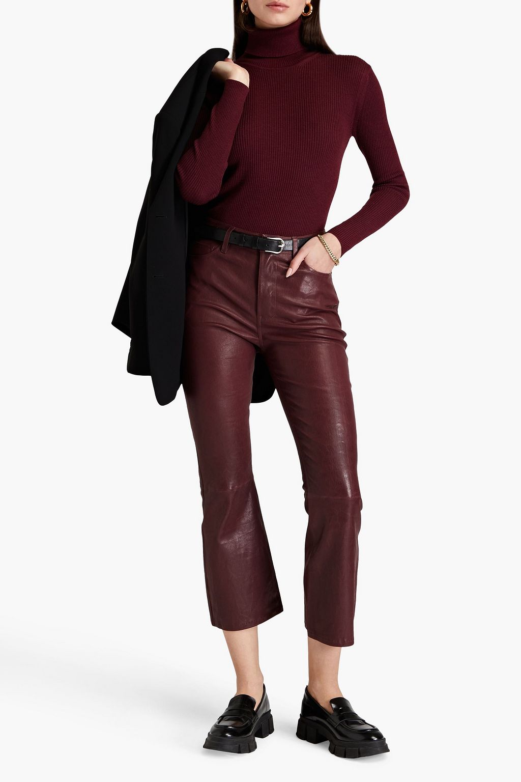 FRAME بنطلون Le Crop Mini Boot بقصّة بوت كت من الجلد