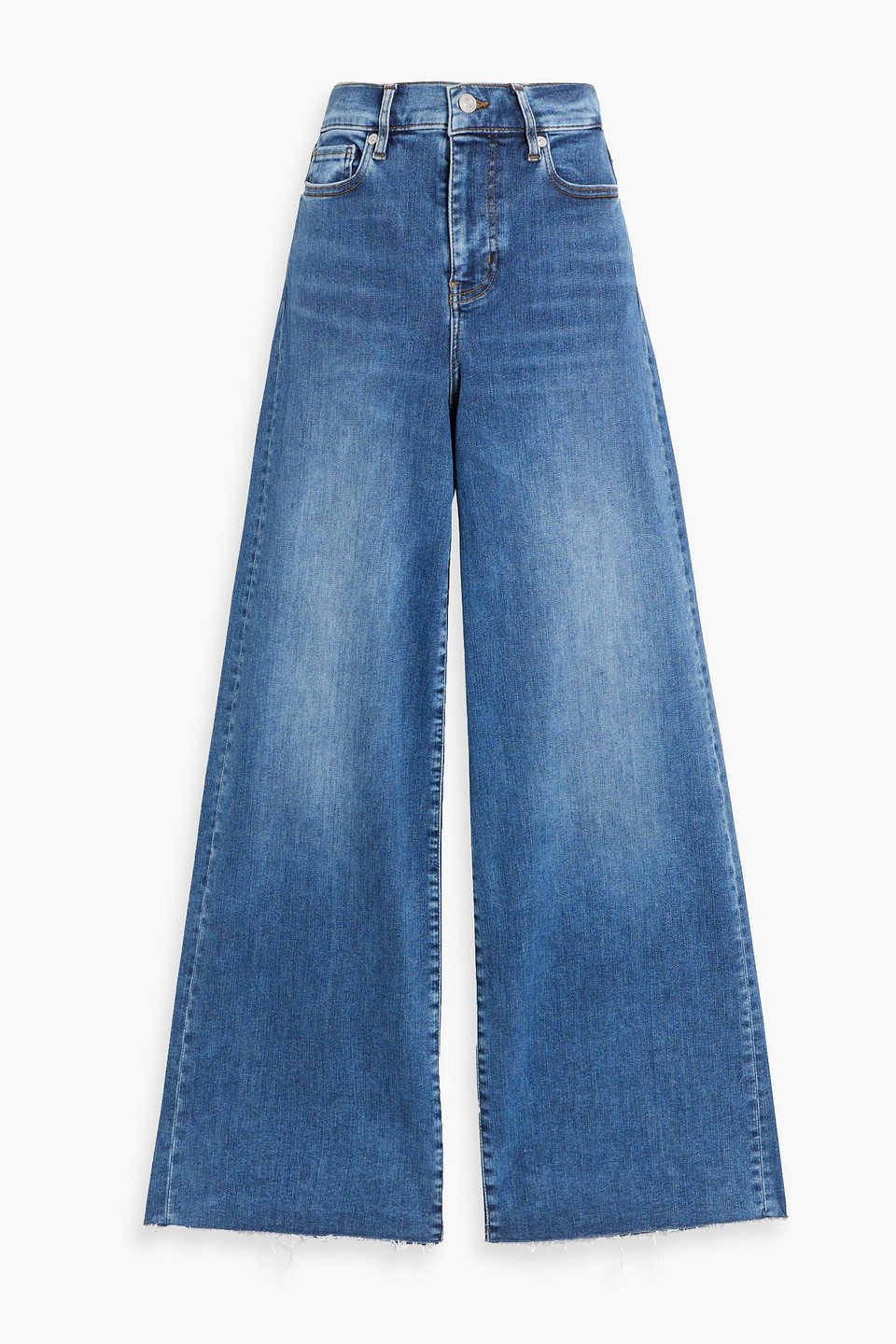 Shop Frame Le Slim Palazzo High-rise Wide-leg Jeans In Mid Denim