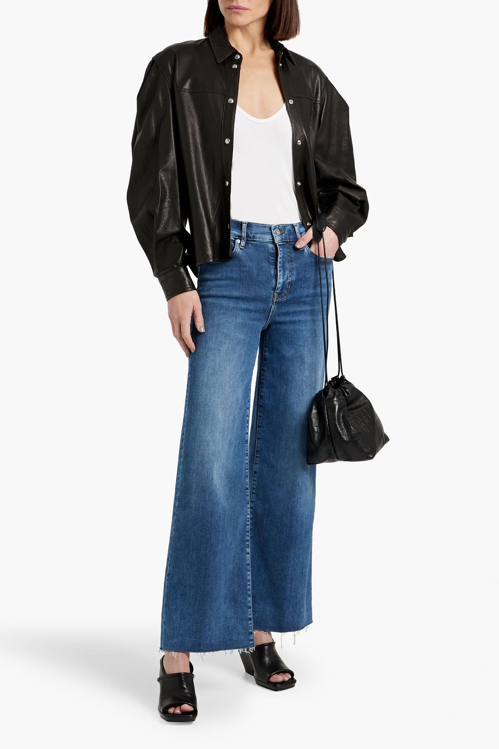 FRAME Le Slim Palazzo high-rise wide-leg jeans