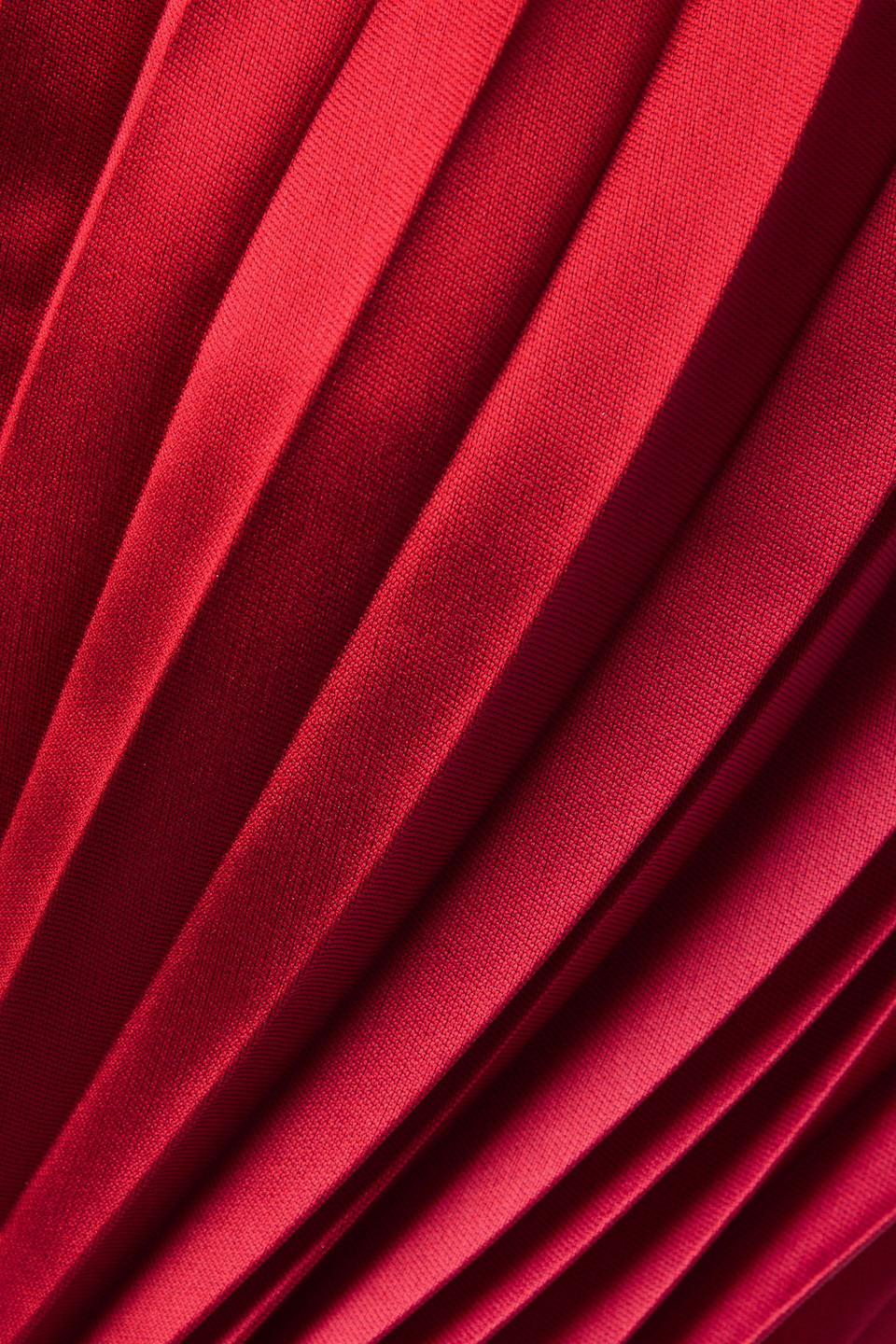 Semsem Cropped Plissé-satin Bustier Top In Red