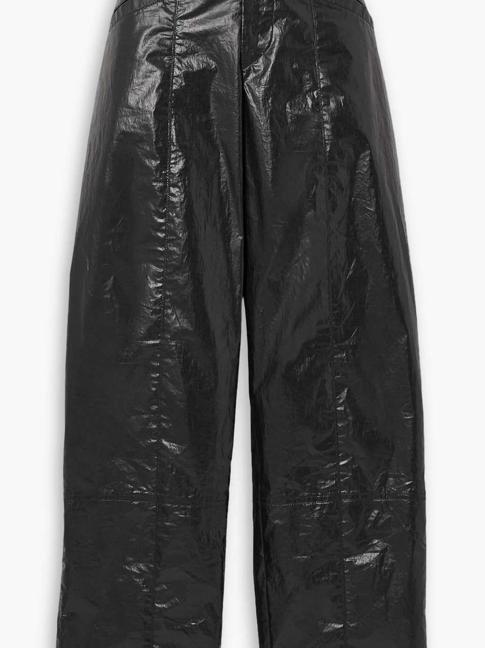 anea crinkled coated cotton-blend pants