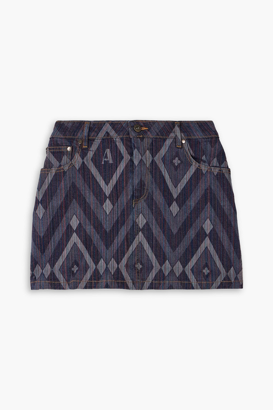 Ahluwalia Printed Denim Mini Skirt In Multicolor