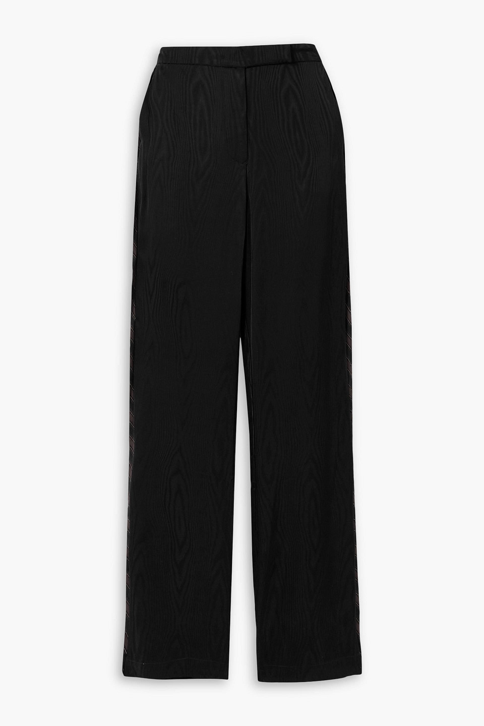 Ahluwalia Clover Appliquéd Satin-trimmed Moire Wide-leg Pants In Black