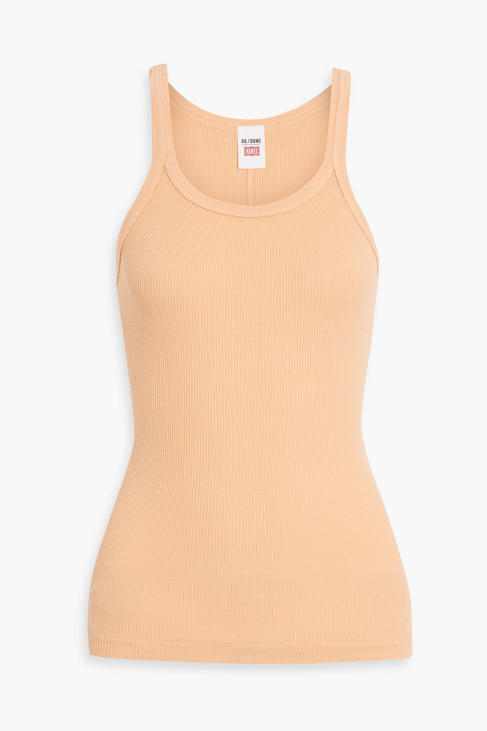 Re/done By Hanes Ribbed Cotton-jersey Tank In Peach