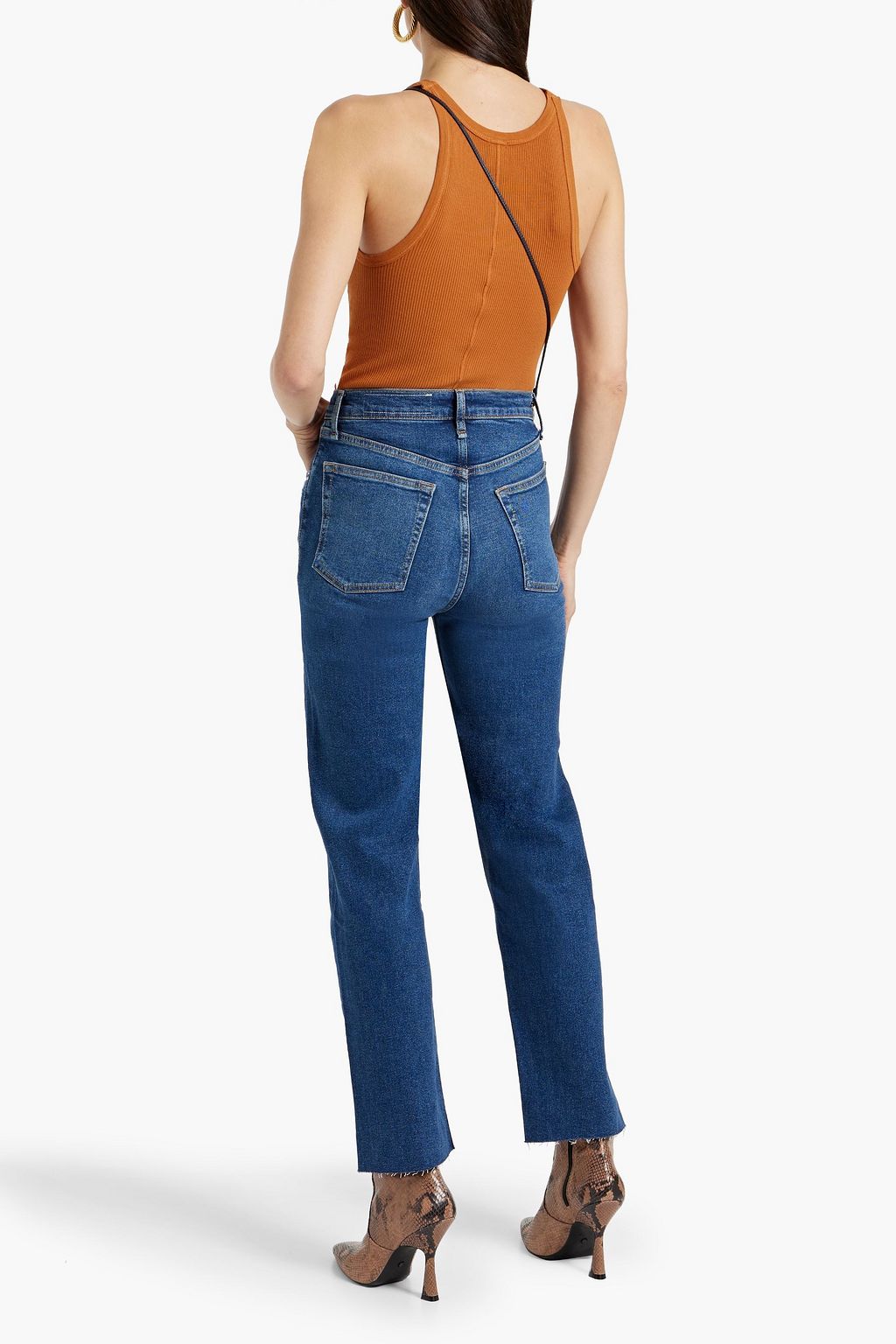 RAG & BONE جينز قصير بأرجل مستقيمة وخصر مرتفع
