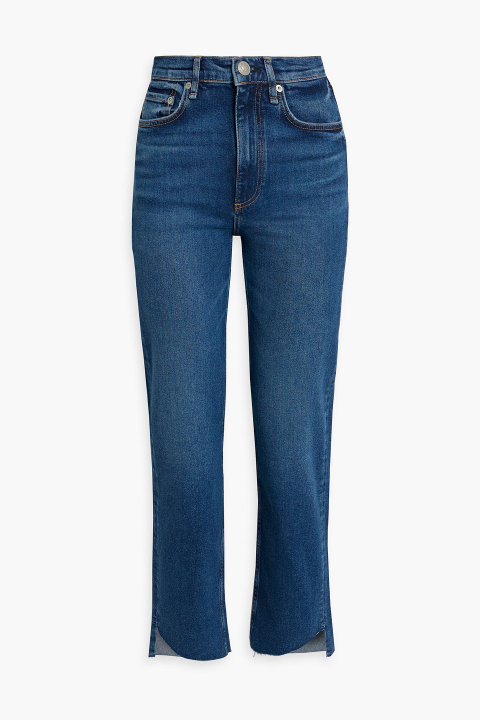 Cropped high-rise straight-leg jeans