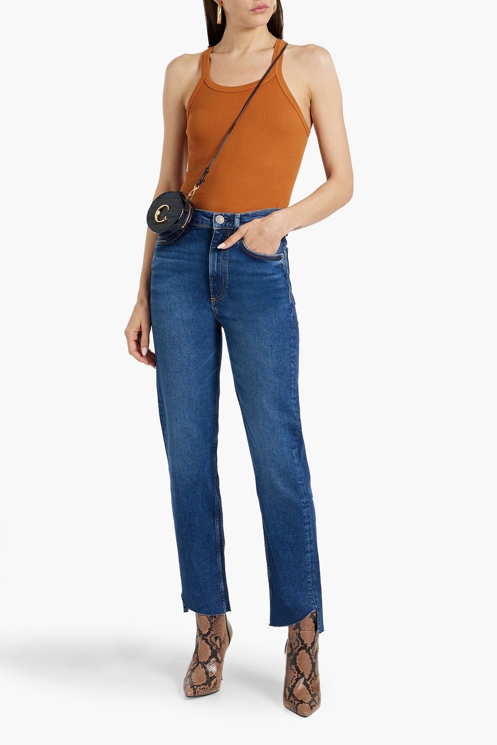 RAG & BONE جينز قصير بأرجل مستقيمة وخصر مرتفع