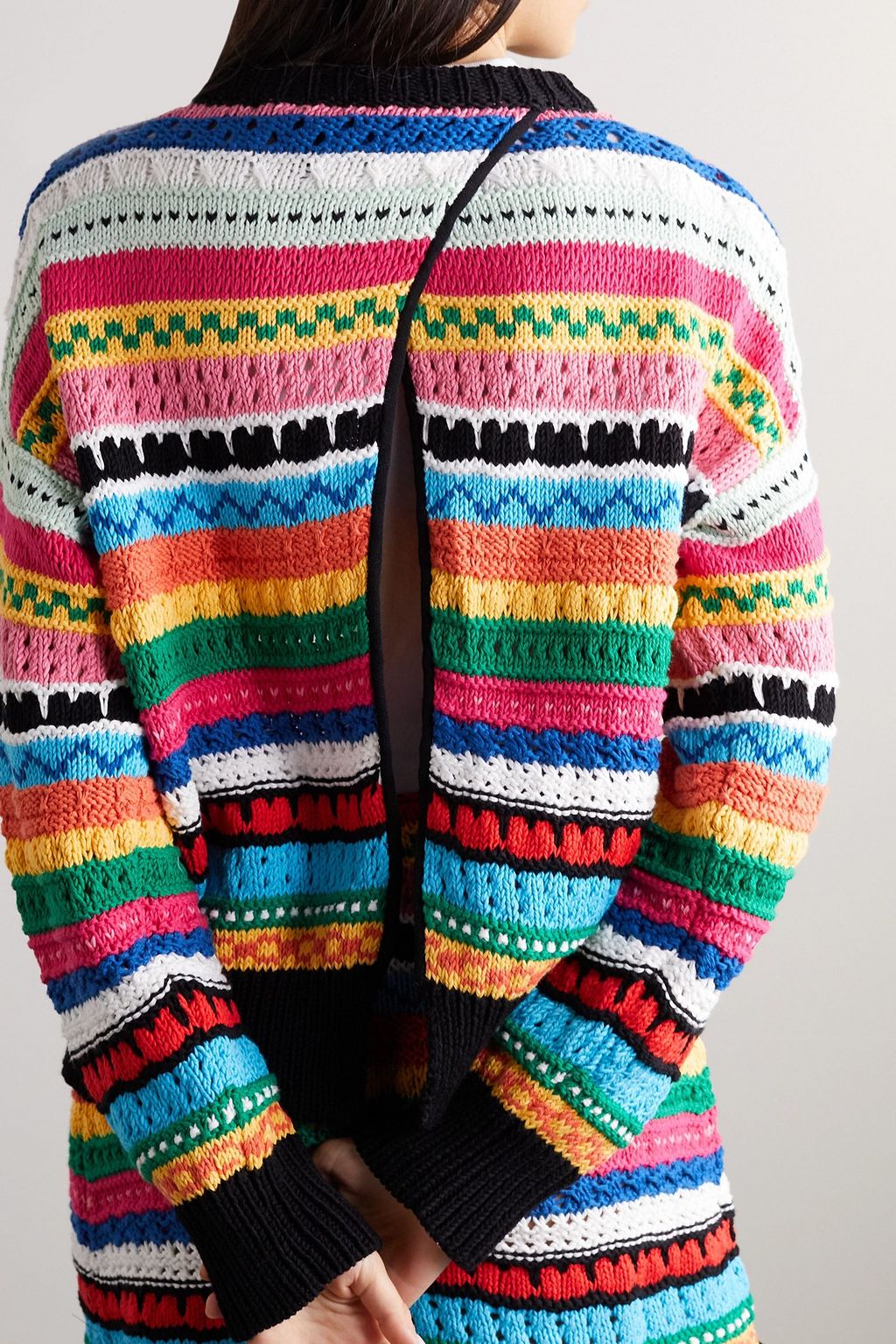 ALANUI Over The Horizon striped open-knit cotton sweater